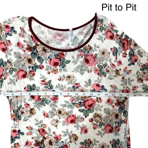 FINAL Acting Pro Multicolor Spring Floral Print 3/4 Sleeve Blouse Top Shirt M - Picture 10 of 14